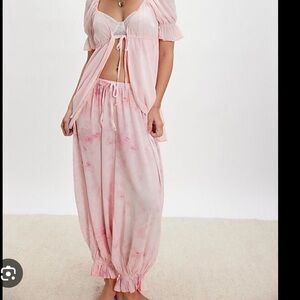 Free People Ready To Go Bloomer Pants Small Pink Combo NWT